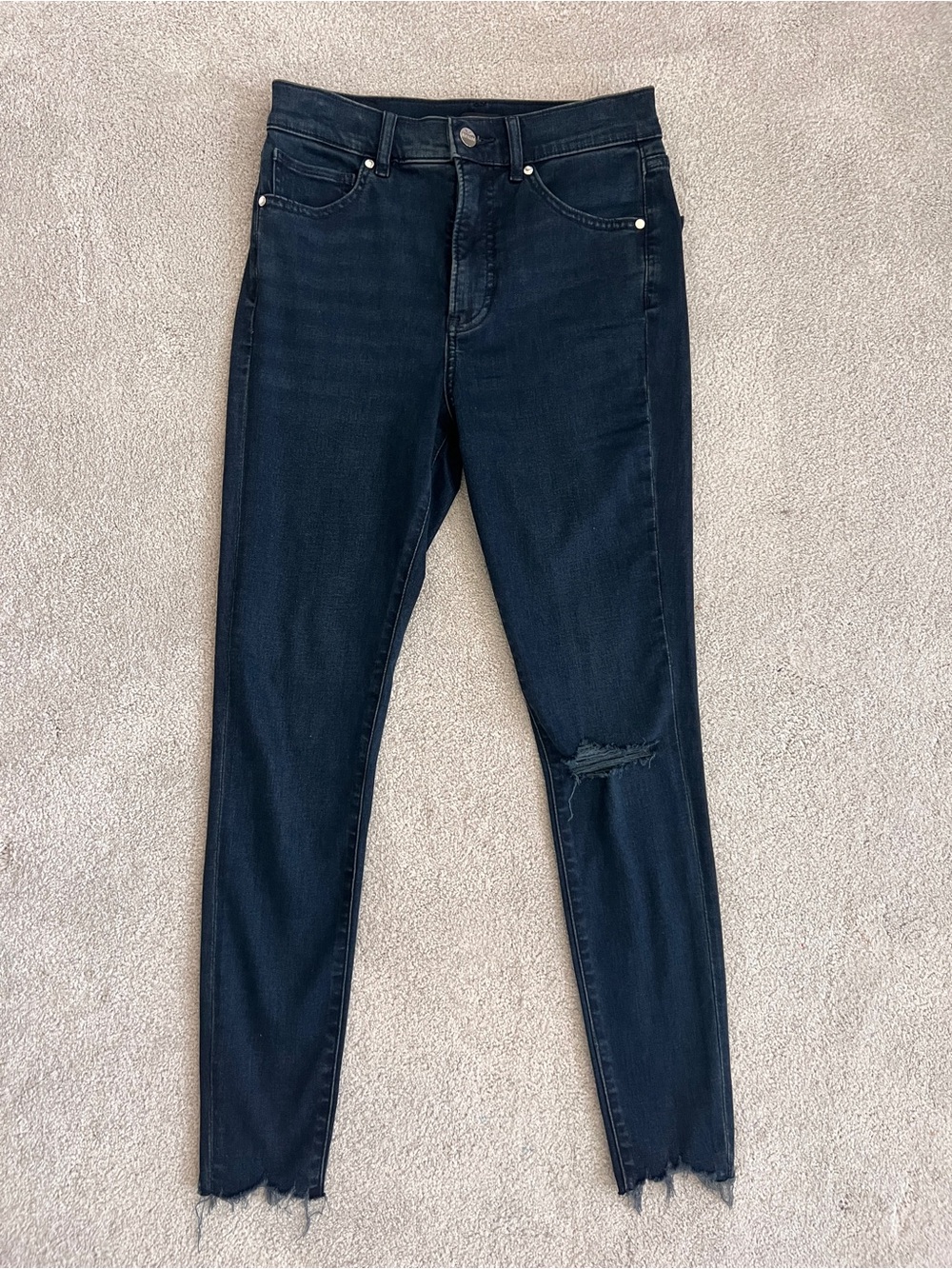 Express Skinny Ankle High Rise Distressed Jeans — Size 4R